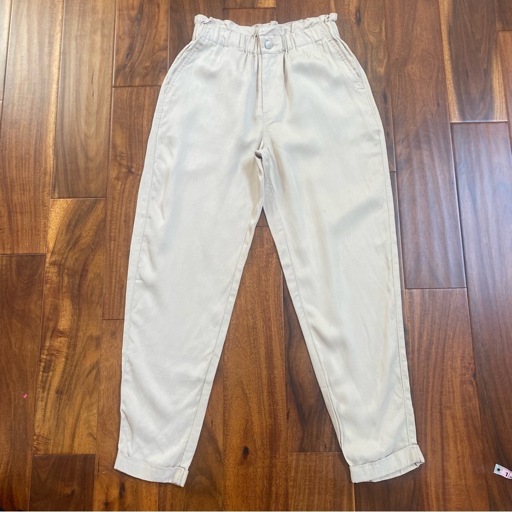 BAR III Drawstring Comfort Paper Bag Pants - Deep Nude -  Size Small